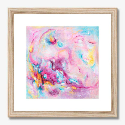 'Joy On Purpose' - Modern wall art for home in bright vivid pink, soft blue and luminous white — colourful abstract art with real energy and movement, by Kate Shephard Art.