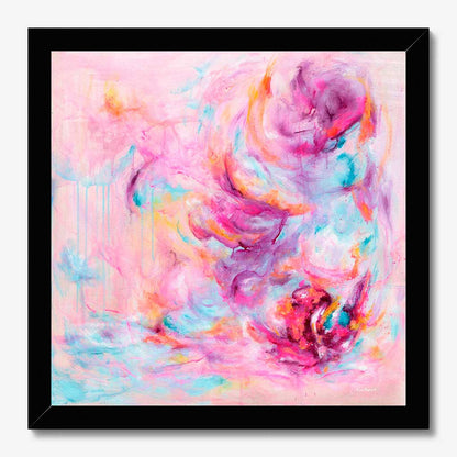 'Choose Joy' - Pink abstract fine art print in vivid pink, soft blue and luminous white — colourful art print and uplifting artwork about feeling joy from the Joy by Design collection, by Kate Shephard Art.
