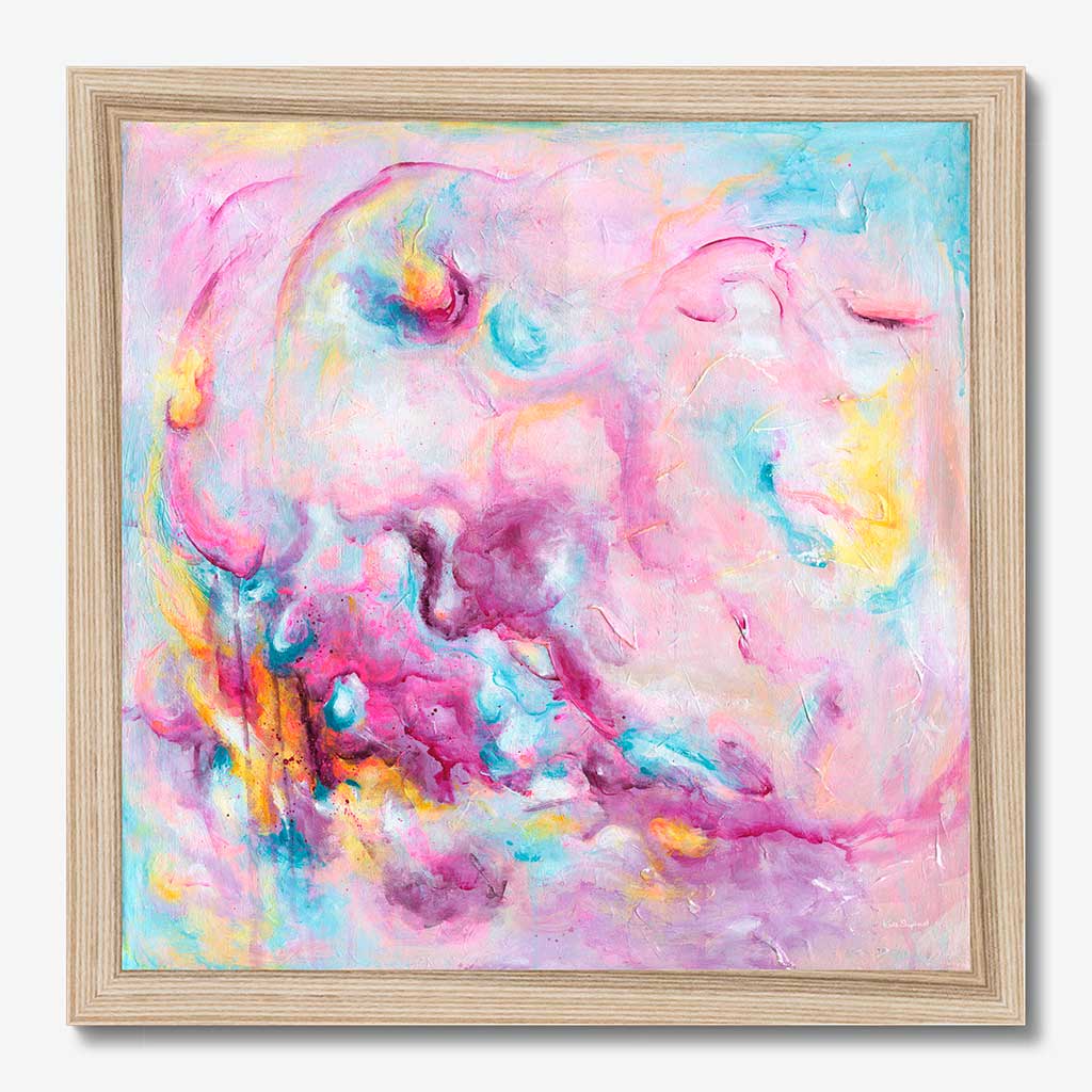 'Joy On Purpose' - A colourful abstract art print in vivid pink and luminous white — modern wall art for home from the Joy by Design collection, by Kate Shephard Art.