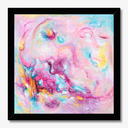 'Joy On Purpose' - Colourful abstract art in vivid pink, soft blue and luminous white — modern wall art for home on luxurious 230gsm archival fine art paper, by Kate Shephard Art.
