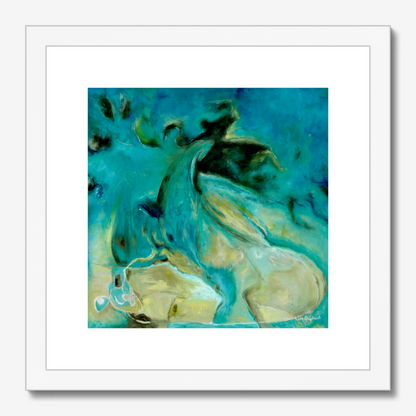'Courage to Grow' - Detail of layered teal and dark reef forms, modern abstract wall art abstract art blue fine art print on archival paper.