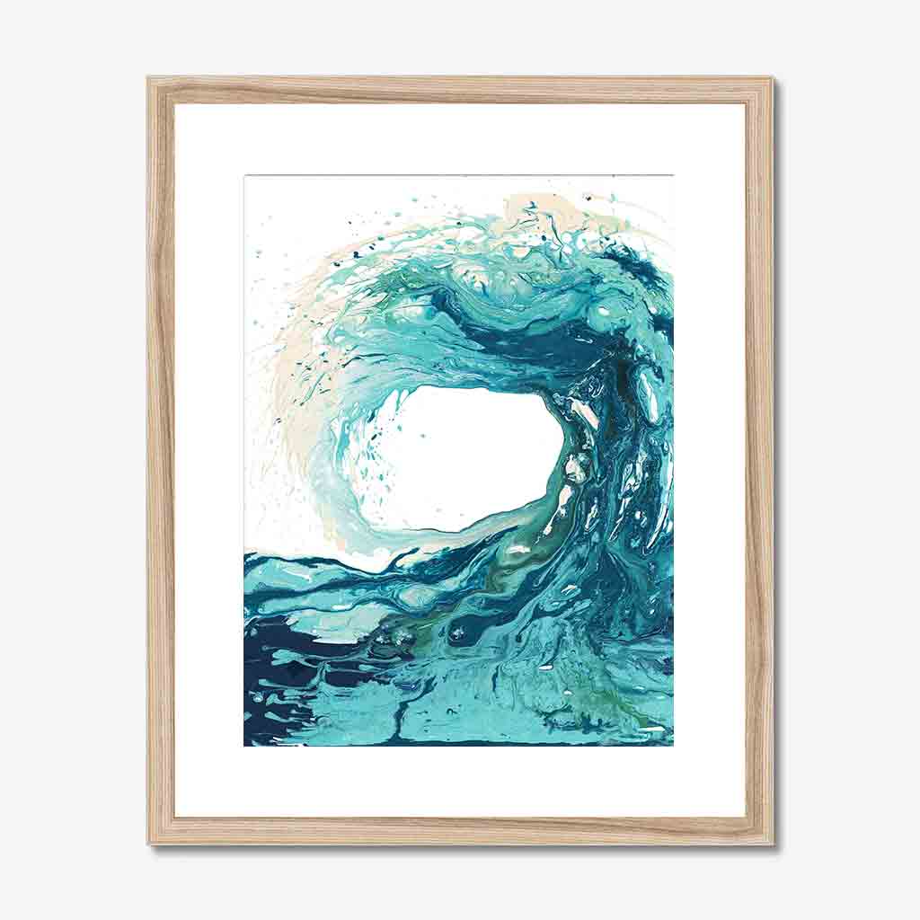 'Sandbanks Wave' - abstract coastal wave art in turquoise and navy, premium fine art paper print by Kate Shephard Art.