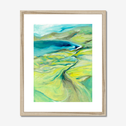 16x20 size along the worbarrow path print by Kate Shephard in a natural frame