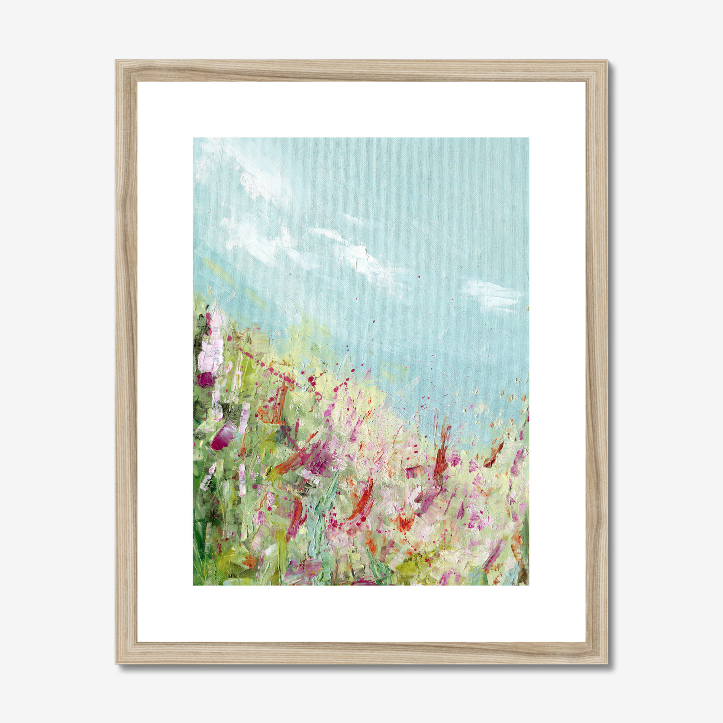 16x20 Colours of the field print by Kate Shephard Art in a natural wood frame
