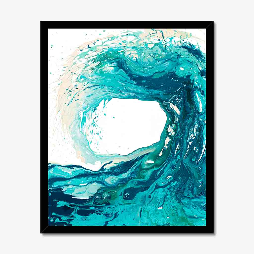 'Sandbanks Wave' - abstract ocean wave painting printed on premium fine art paper, turquoise wall art by Kate Shephard Art.