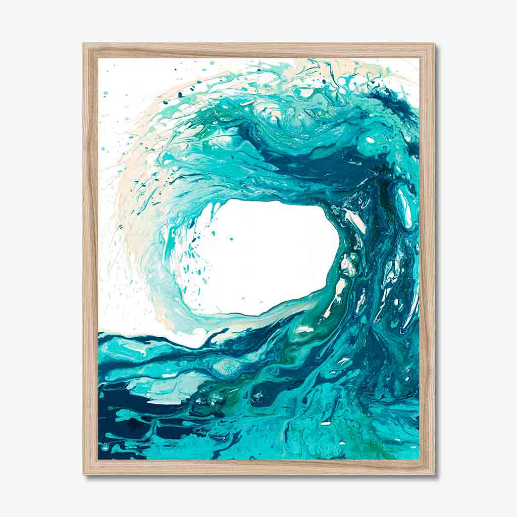 'Sandbanks Wave' - abstract ocean wave painting printed on premium fine art paper, turquoise wall art by Kate Shephard Art.