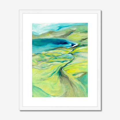 16x20 size along the worbarrow path print by Kate Shephard in a white frame