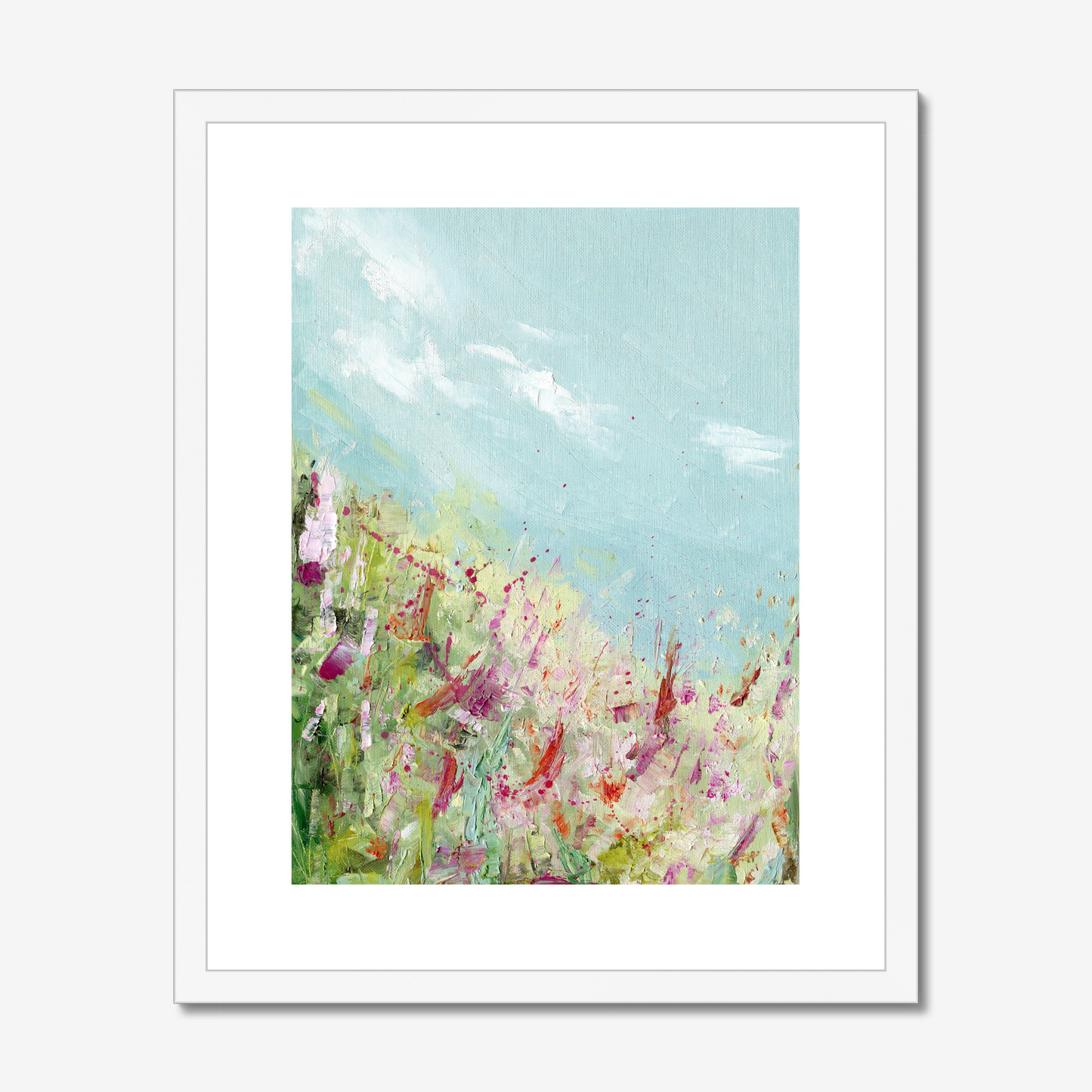 16x20 Colours of the field print by Kate Shephard Art in a white wood frame