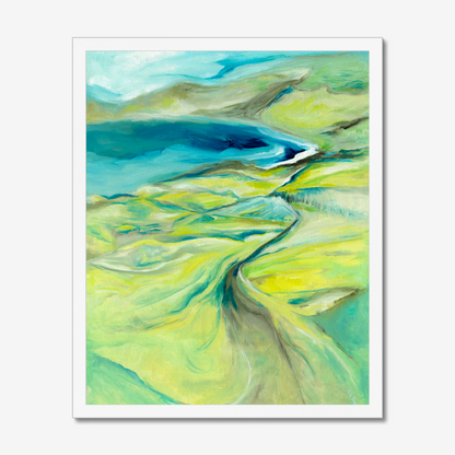 'Along The Worbarrow Path' Dorset South West Path abstract landscape seascape print by Dorset Artist Kate Shephard