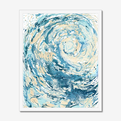 ‘Wave I’ - Ocean-inspired abstract wall art print in soft blues and sandy creams for the home.