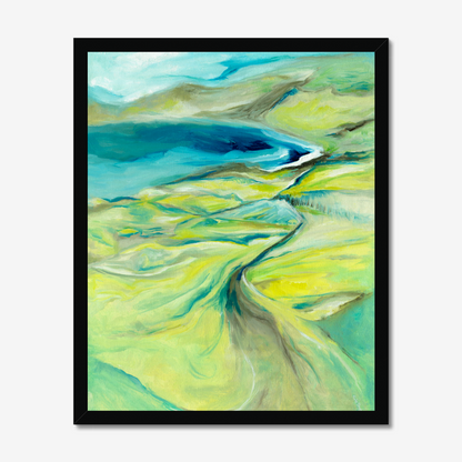 'Along The Worbarrow Path' Dorset South West Path abstract landscape seascape print by Dorset Artist Kate Shephard