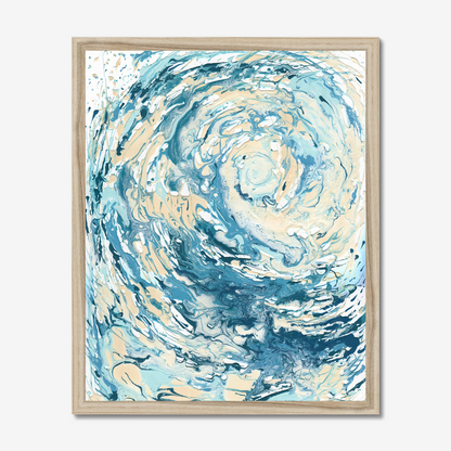 ‘Wave I’ - Ocean-inspired abstract wall art print in soft blues and sandy creams for the home.