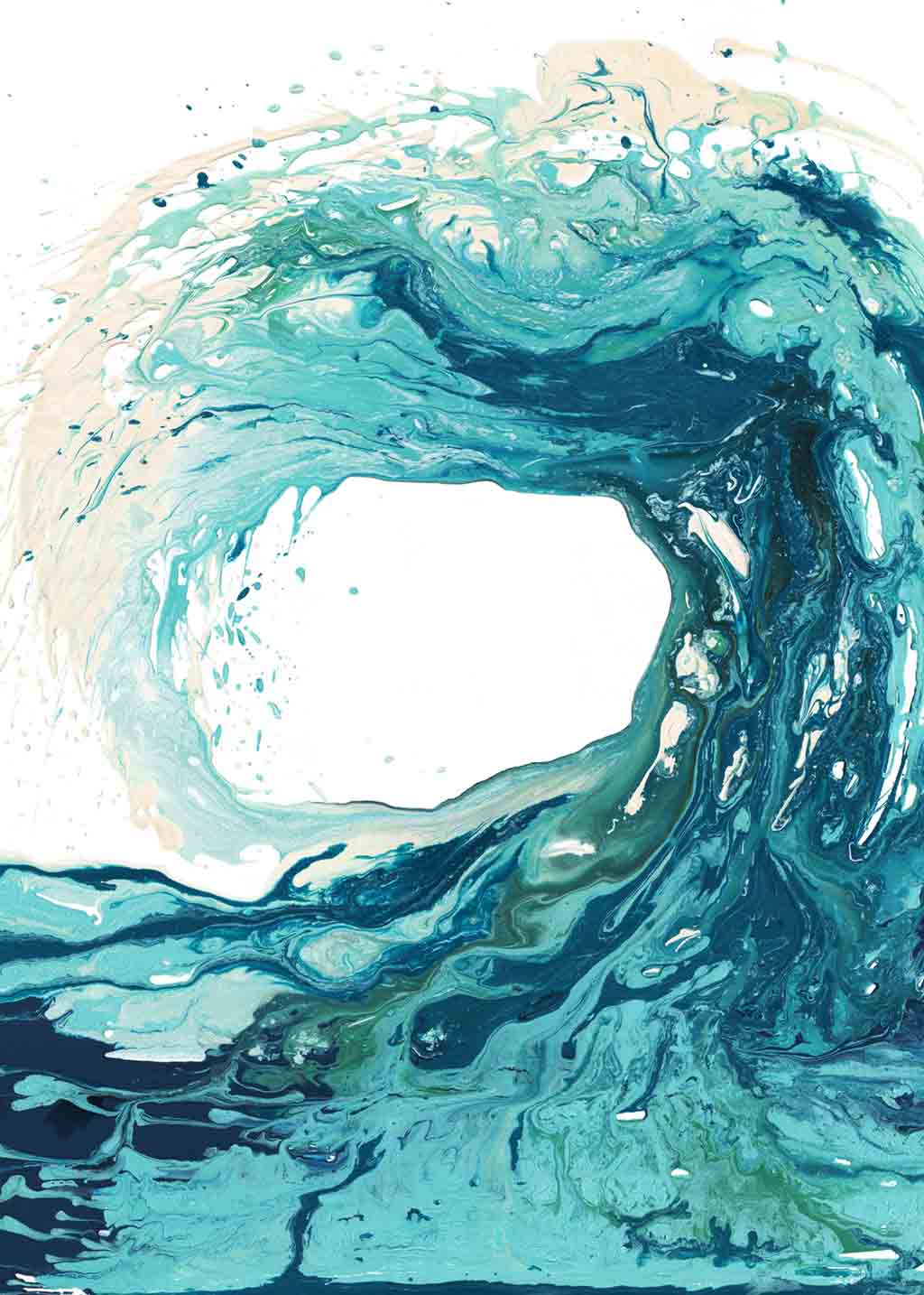 'Sandbanks Wave' Wave Painting Turquoise Wall Art - Fine Art Paper Print
