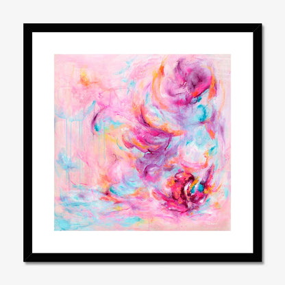 'Choose Joy' - Pink abstract fine art print in vivid pink, soft blue and luminous white — colourful art print and uplifting artwork about feeling joy from the Joy by Design collection, by Kate Shephard Art.