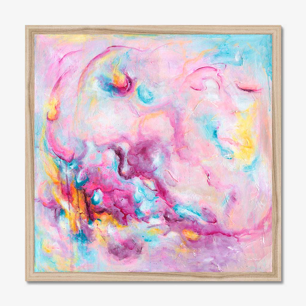 'Joy On Purpose' - A colourful abstract art print in vivid pink and luminous white — modern wall art for home from the Joy by Design collection, by Kate Shephard Art.