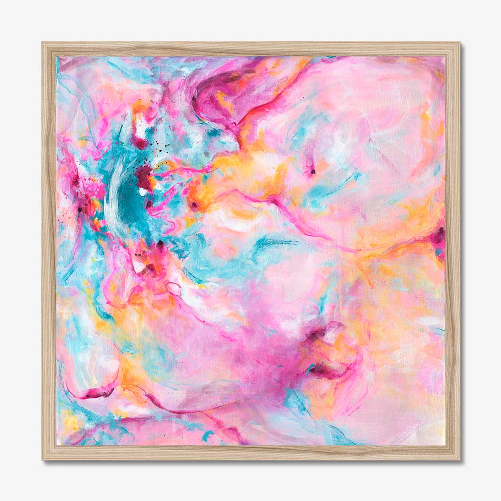 'Joy In The Little Things' - A vivid pink colourful artwork fine art print — joyful expressive art from the Joy by Design collection on luxurious archival paper, by Kate Shephard Art.