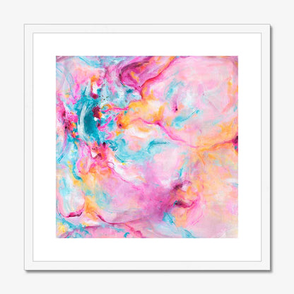 'Joy In The Little Things' - Joyful expressive art print in vivid pink and luminous white — colourful artwork on archival fine art paper from the Joy by Design collection, by Kate Shephard Art.