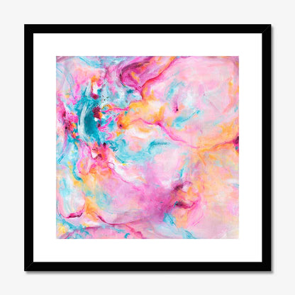 'Joy In The Little Things' - A colourful artwork fine art print in vivid pink and soft blue — joyful expressive art from the Joy by Design collection, by Kate Shephard Art.