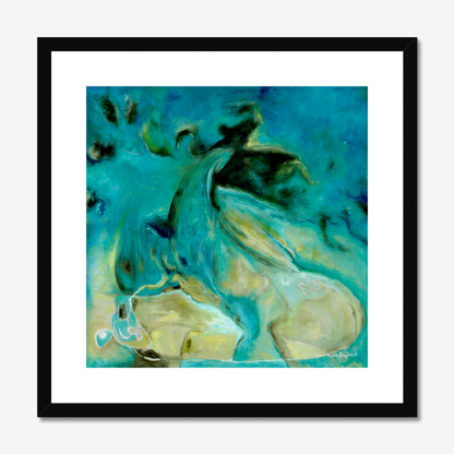 'Courage to Grow' - Detail of layered teal and dark reef forms, modern abstract wall art abstract art blue fine art print on archival paper.