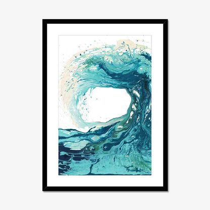 'Sandbanks Wave' - turquoise abstract ocean wave painting on fine art paper, coastal wall art print by Kate Shephard Art.