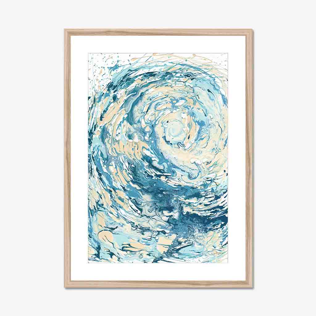 ‘Wave I’ - Kate Shephard Art fine art paper print featuring expressive blue abstract wave artwork.