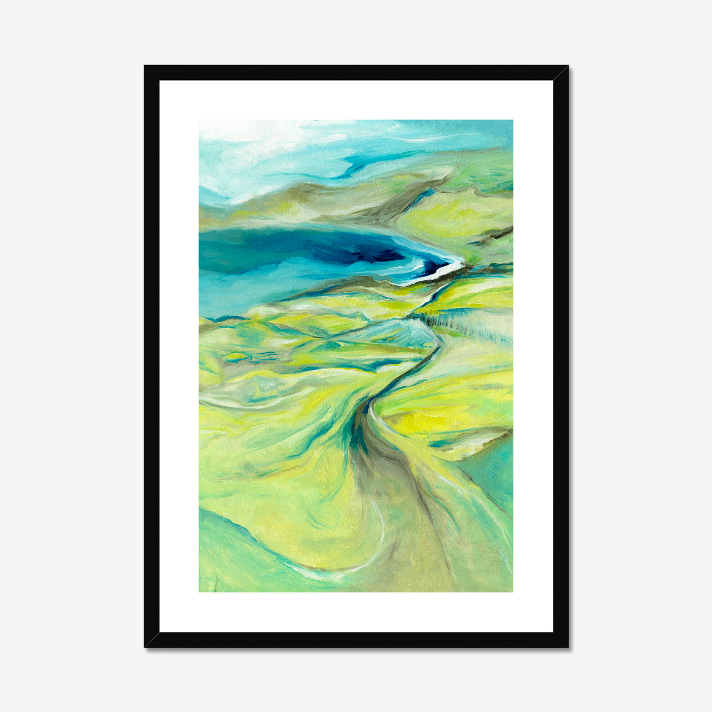 20x28 size along the worbarrow path print by Kate Shephard in a black frame
