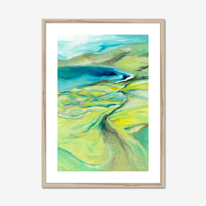 20x28 size along the worbarrow path print by Kate Shephard in a natural frame