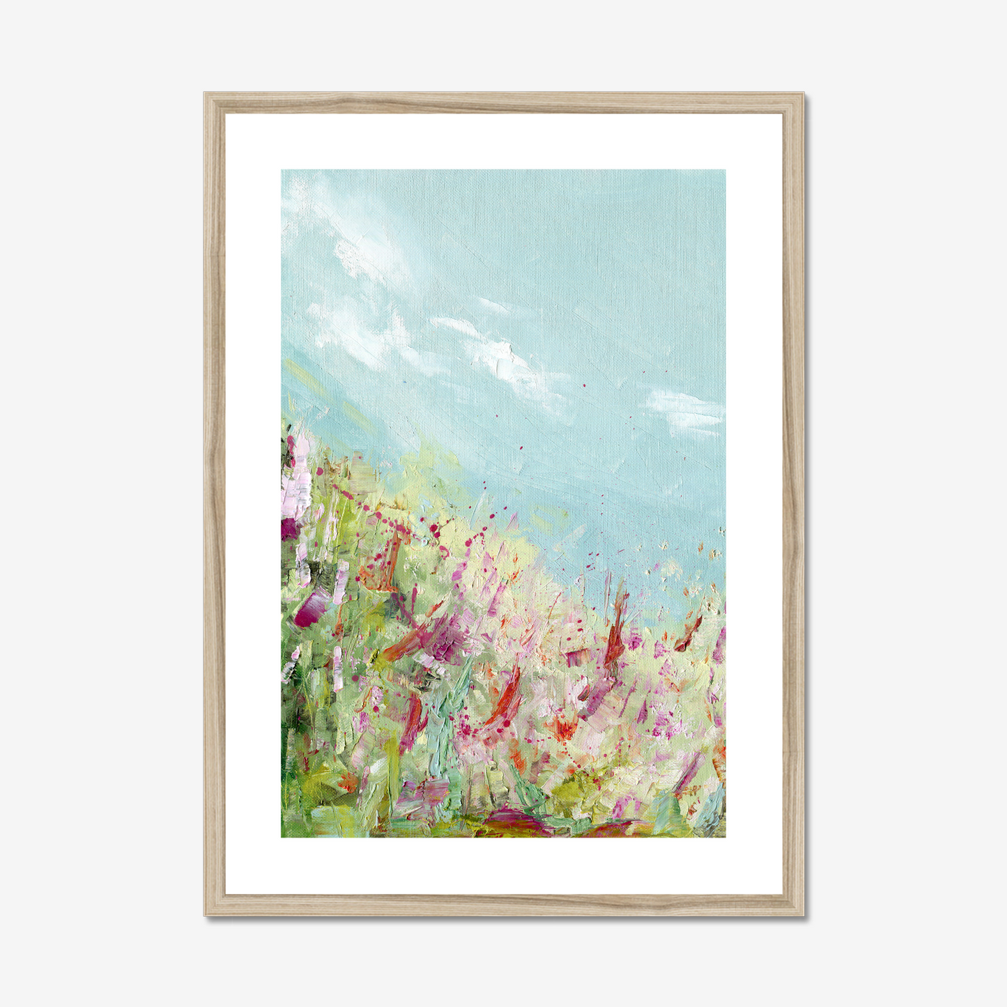 20x28 Colours of the field print by Kate Shephard Art in a natural wood frame