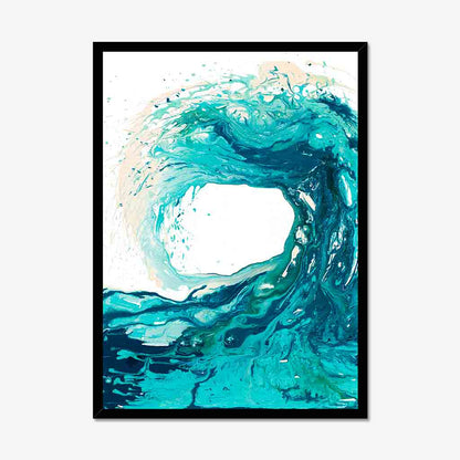 'Sandbanks Wave' - abstract ocean wave painting printed on premium fine art paper, turquoise wall art by Kate Shephard Art.