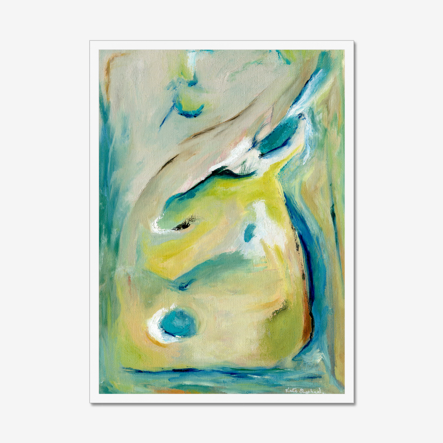 'True Colours' abstract art print inspired by Peacocks and their attitude of authenticity - standing tall and being yourself By Dorset Artist Kate Shephard