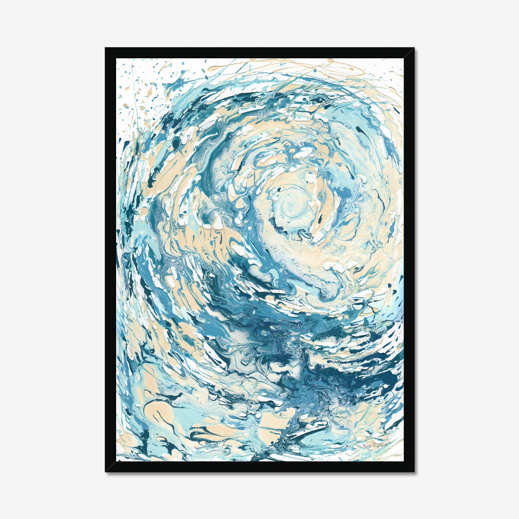 ‘Wave I’ - Blue abstract wave art print on fine art paper, perfect above a sofa or in a hallway.