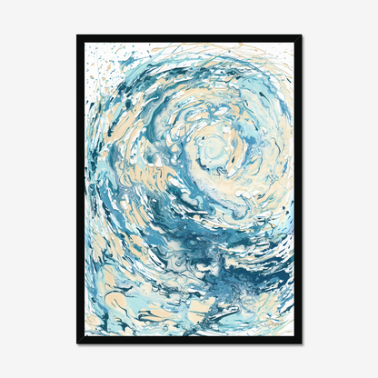 ‘Wave I’ - Blue abstract wave art print on fine art paper, perfect above a sofa or in a hallway.