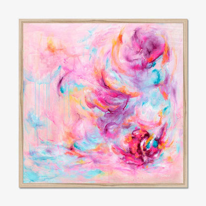 'Choose Joy' - Pink abstract fine art print in vivid pink, soft blue and luminous white — colourful art print and uplifting artwork about feeling joy from the Joy by Design collection, by Kate Shephard Art.