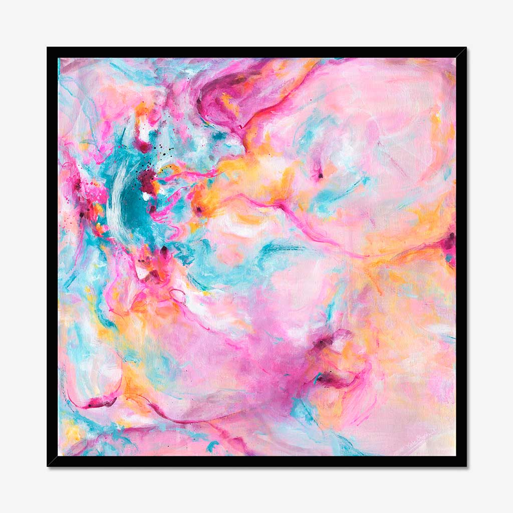 'Joy In The Little Things' - Joyful expressive art in vivid pink and luminous white — colourful artwork fine art print for bedrooms and living rooms, by Kate Shephard Art.