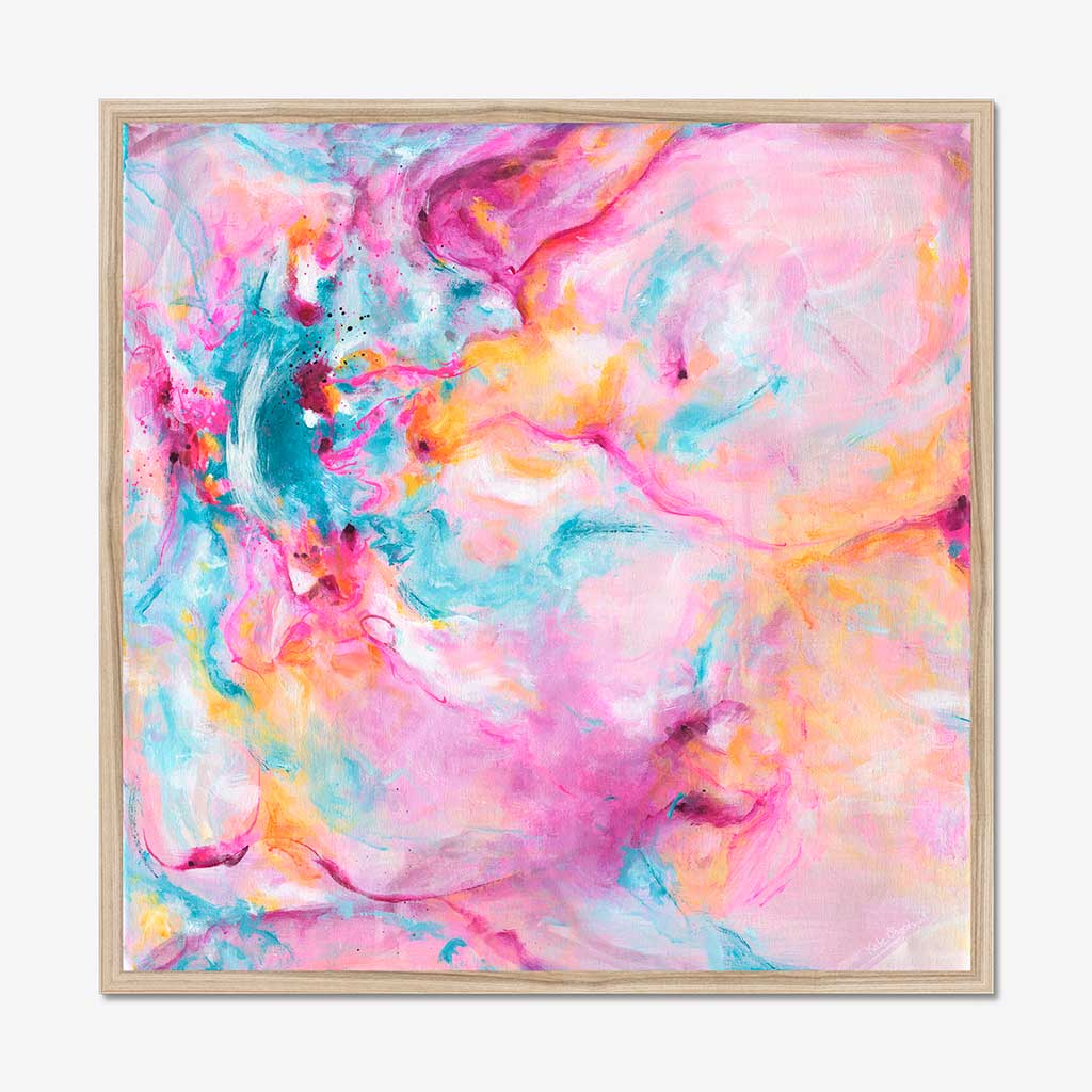 'Joy In The Little Things' - A vivid pink colourful artwork fine art print — joyful expressive art from the Joy by Design collection on luxurious archival paper, by Kate Shephard Art.