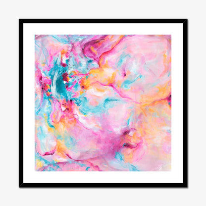 'Joy In The Little Things' - Colourful artwork with free expressive brushwork in vivid pink and soft blue — joyful expressive art print on archival fine art paper, by Kate Shephard Art.