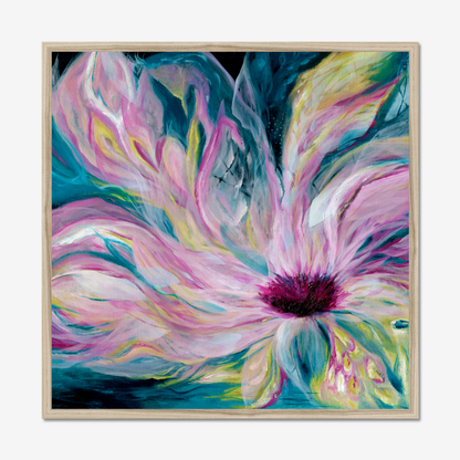 'Untamed' Abstract Art Print On Paper - Dark Teal Pink Floral Wall Art, Light Bursting Through Darkness By Kate Shephard