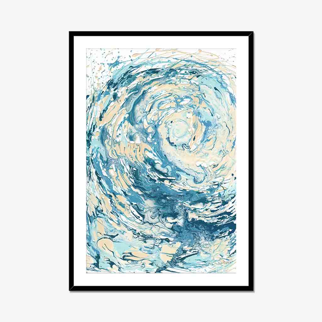 ‘Wave I’ - Kate Shephard Art fine art paper print featuring expressive blue abstract wave artwork.