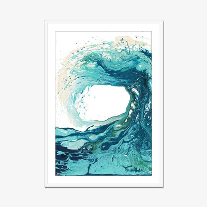 'Sandbanks Wave' - abstract coastal wave art in turquoise and navy, premium fine art paper print by Kate Shephard Art.