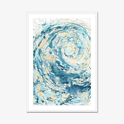 ‘Wave I’ - Coastal home decor wall art print with flowing ocean blues and sandy cream tones.