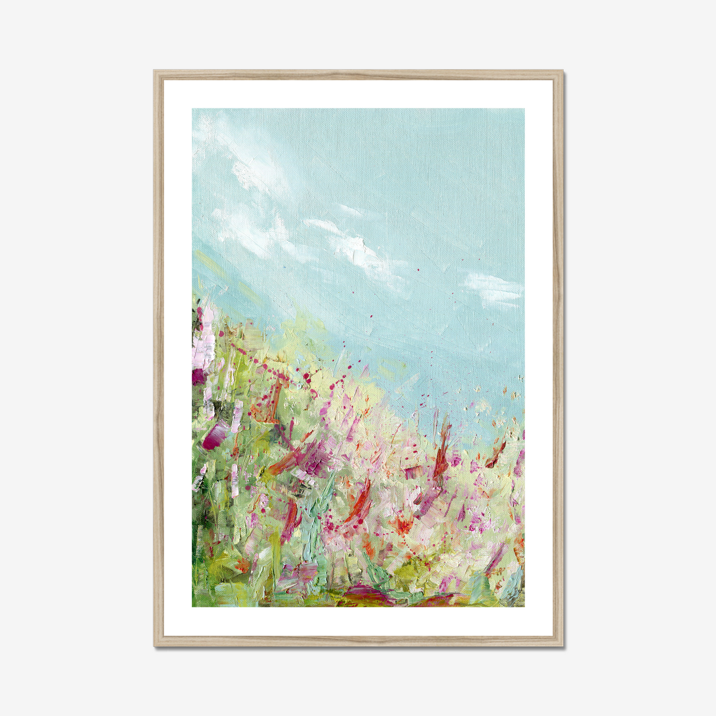 28x40 Colours of the field print by Kate Shephard Art in a natural wood frame