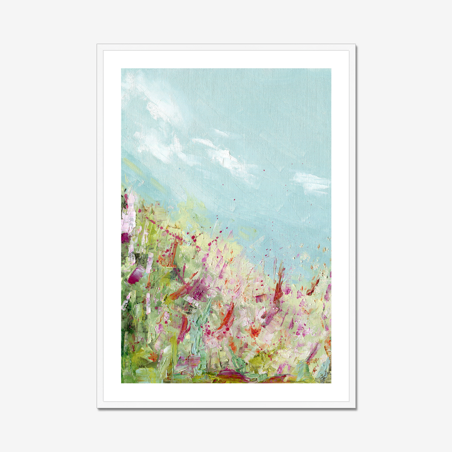 28x40 Colours of the field print by Kate Shephard Art in a white wood frame