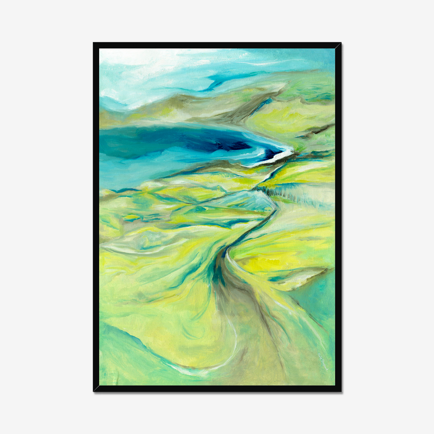 'Along The Worbarrow Path' Dorset South West Path abstract landscape seascape print by Dorset Artist Kate Shephard