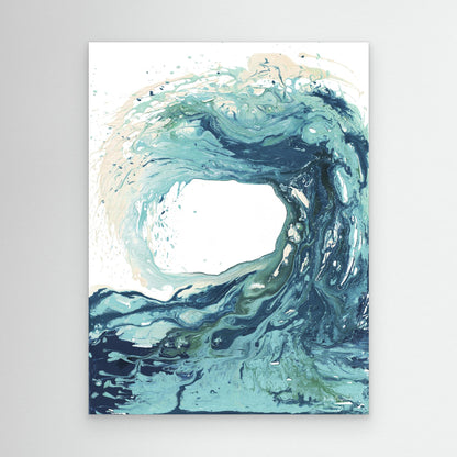 'Sandbanks Wave' - turquoise and teal wave art print, perfect gift for ocean and sea lovers.