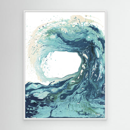 'Sandbanks Wave' - blue wave abstract print for bedroom, living room or bathroom wall decor.
