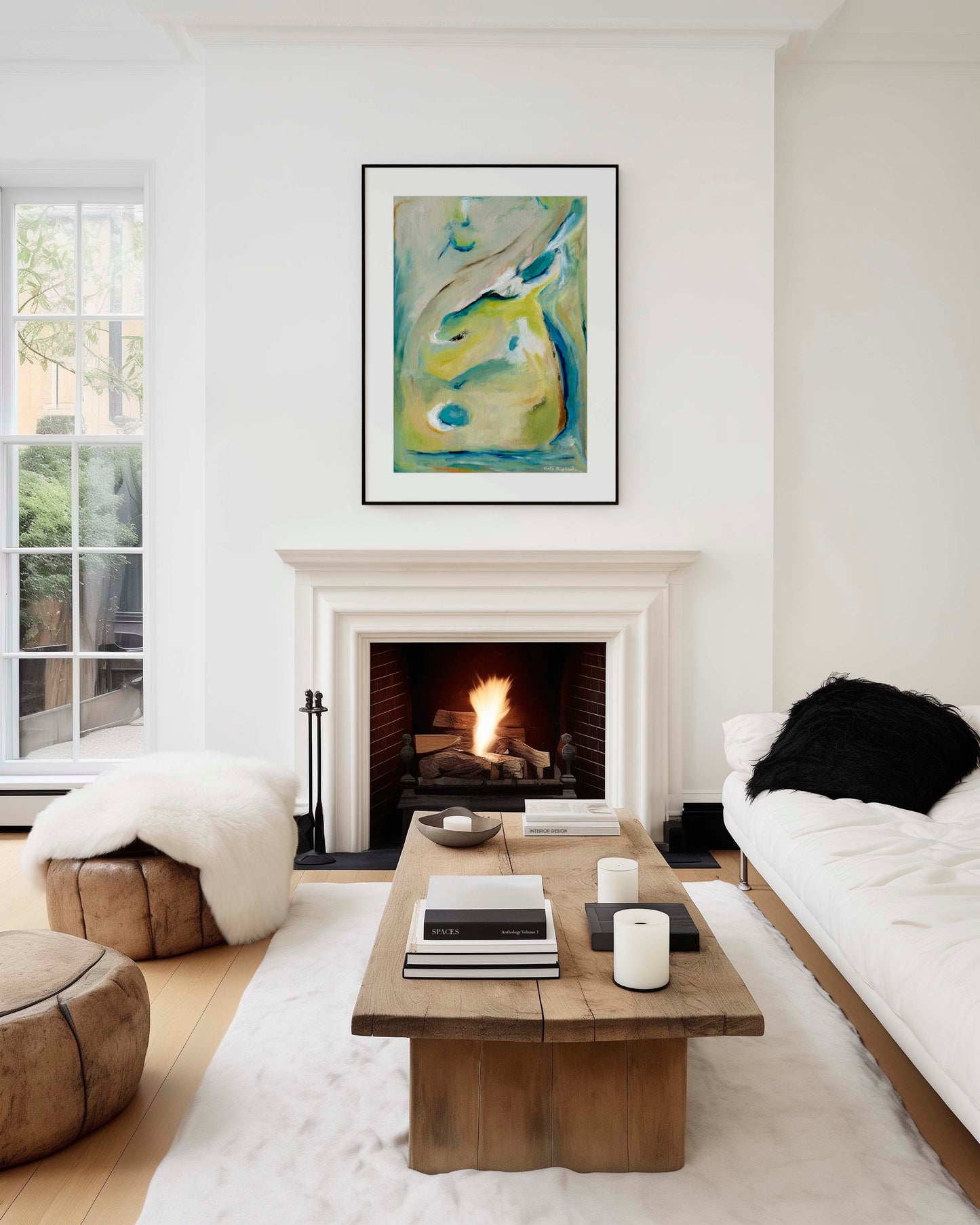 'True Colours' - Uplifting bedroom wall art with turquoise blues and golden yellows creating vibrant calm.