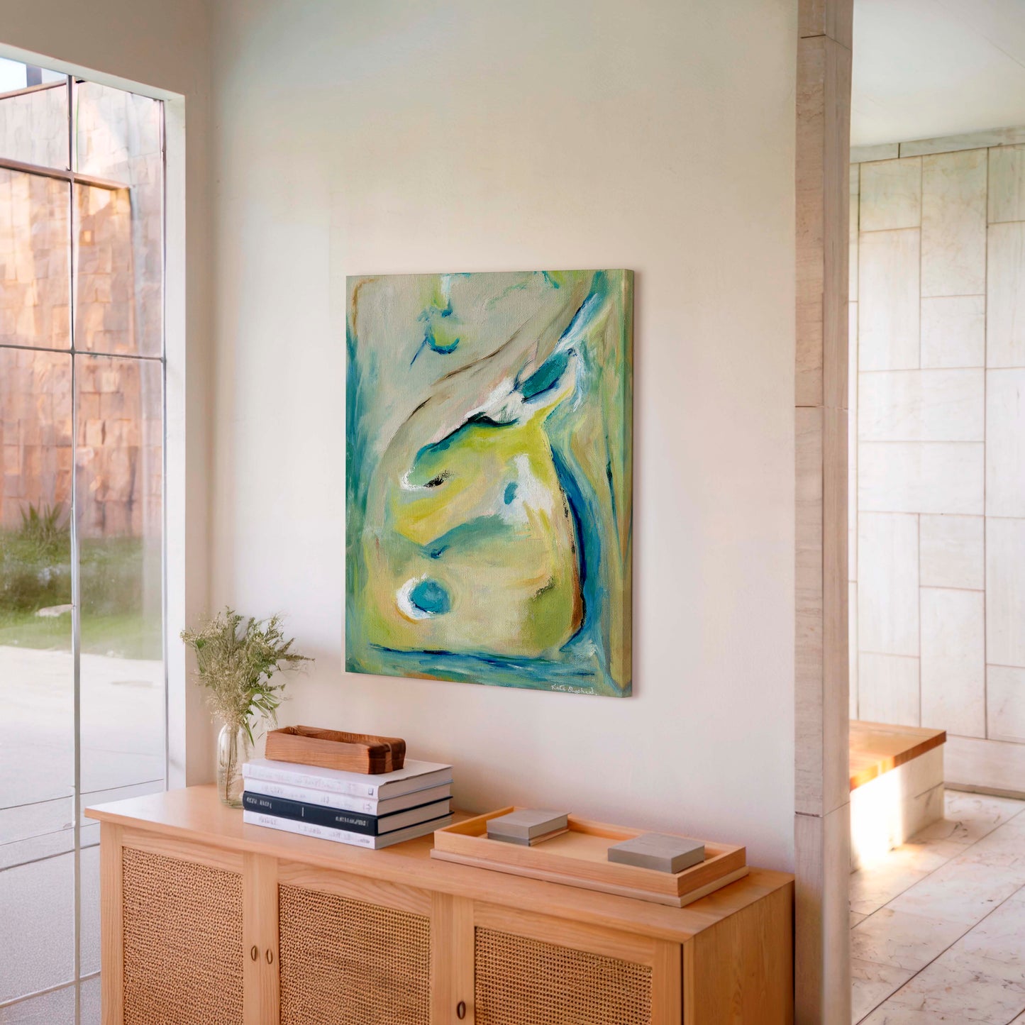 'True Colours' - Contemporary abstract canvas print perfect for living room featuring bold colour palette.