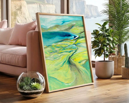 'Along the Worbarrow Path' - Modern landscape print capturing essence of Worbarrow Bay Dorset.
