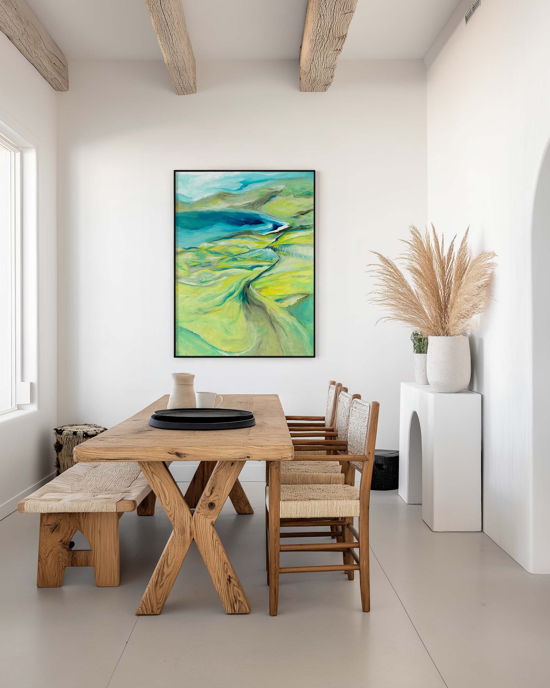'Along the Worbarrow Path' - Modern abstract andscape painting art capturing the essence of Worbarrow Bay.