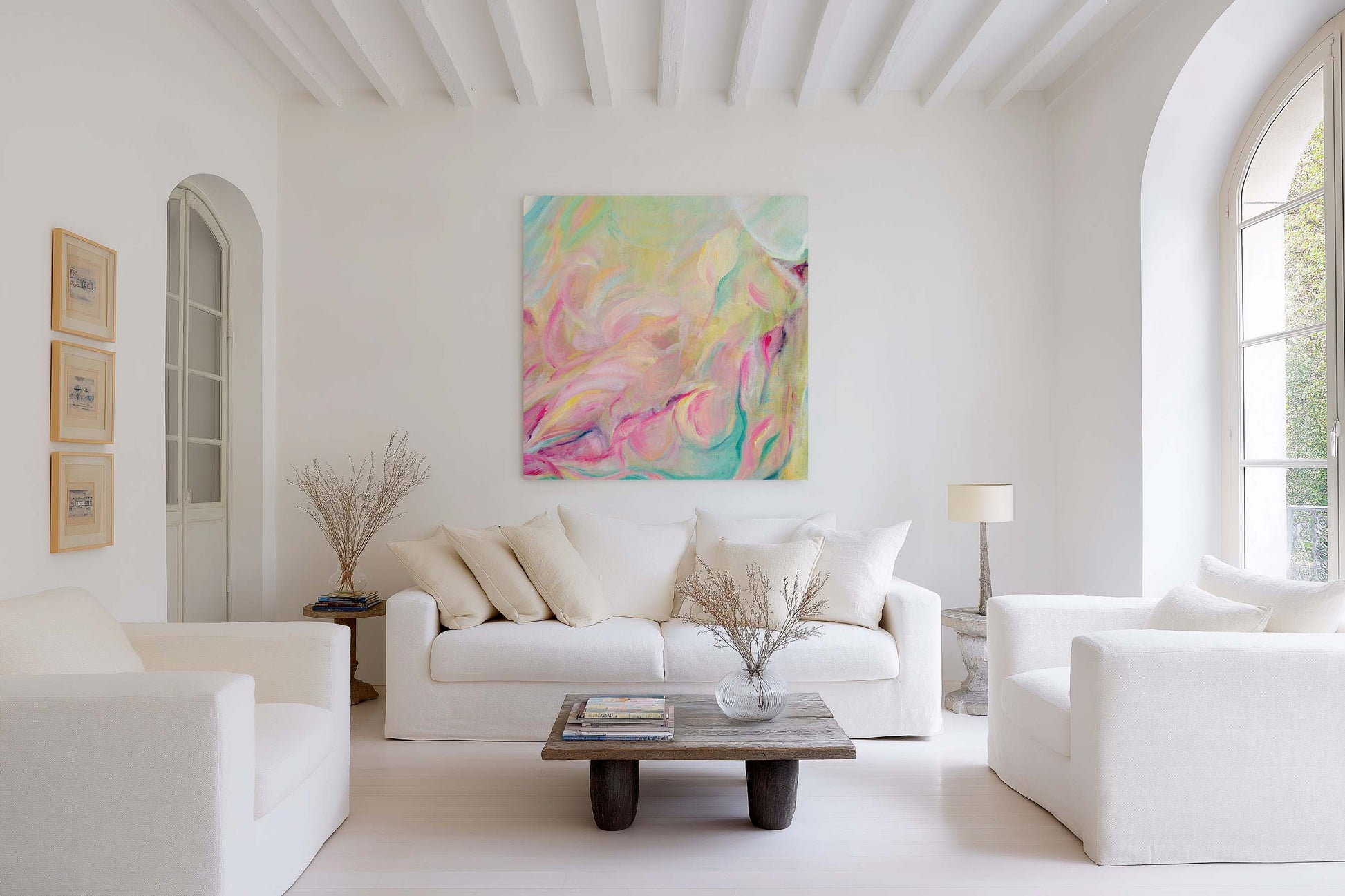 ‘Closer Than You Think’ – modern abstract canvas featuring calm flowing colours and gentle movement